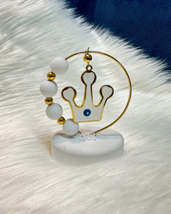 Μπομπονιέρα με κρεμαστή κορόνα και χάνδρες