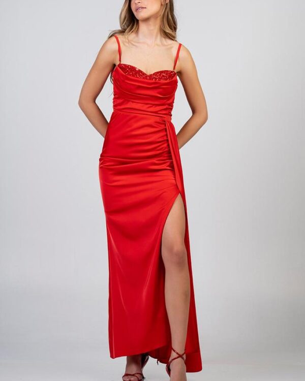 Maxi φόρεμα σατέν με λίγο στρας