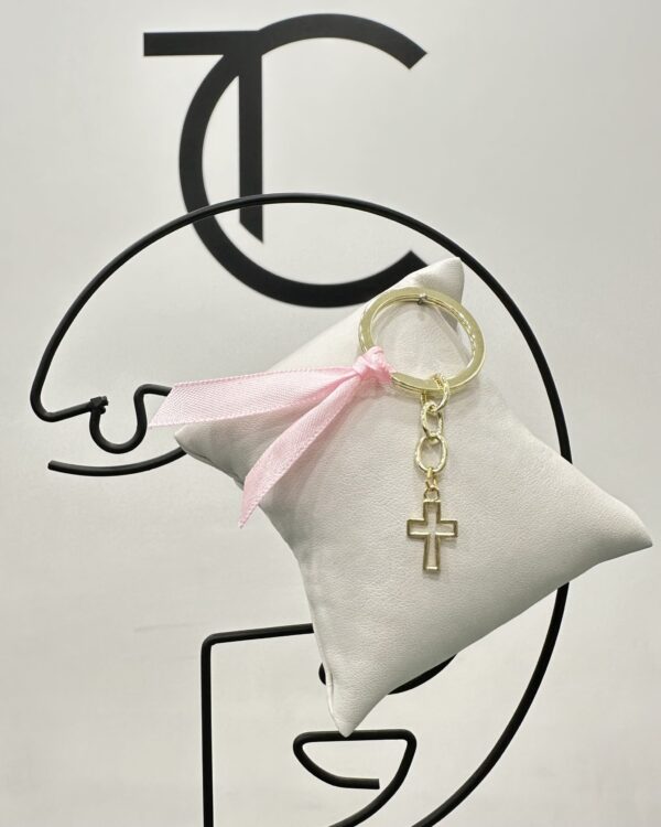 Μαρτυρικά για βάπτιση χρυσό μπρελόκ με σταυρό