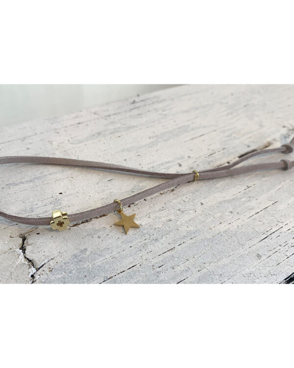 Μαρτυρικά βραχιολάκια για βάπτιση σουέτ – χρυσό αστέρι