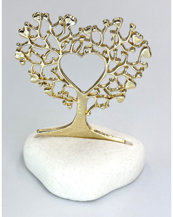 Μπομπονιέρα με λευκό βότσαλο και επίχρυσο Δέντρο της Ζωής