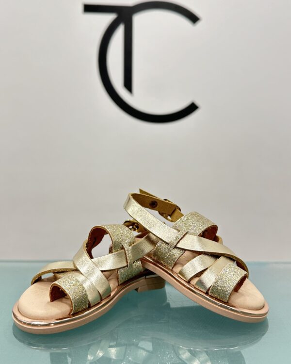 Βαπτιστικό παπούτσι πεδιλάκι σε χρυσό με γκλίτερ