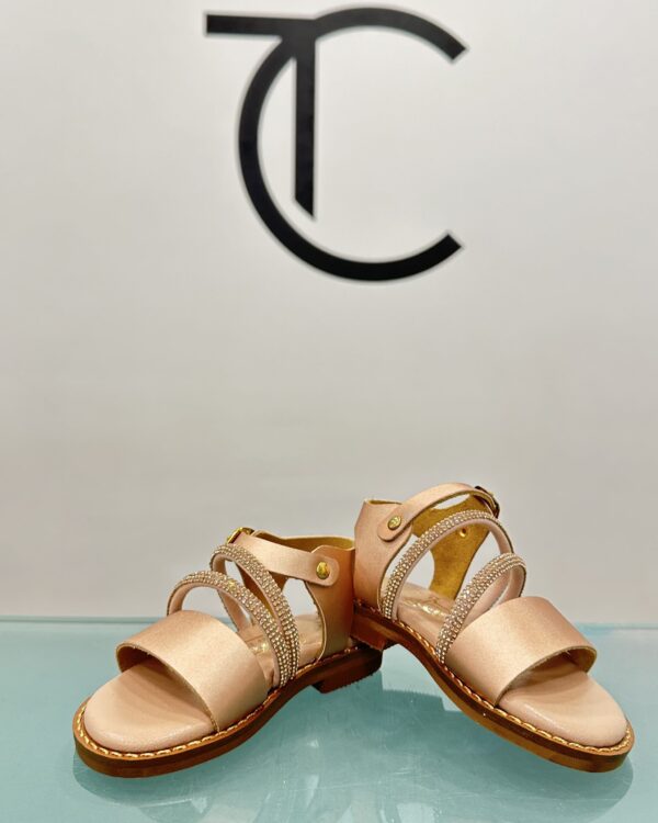 Βαπτιστικό παπούτσι πεδιλάκι σε ροζ χρυσό χρώμα