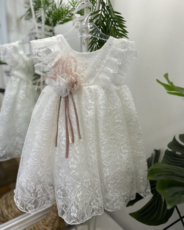 Βαπτιστικό φόρεμα με μανίκια από δαντελα