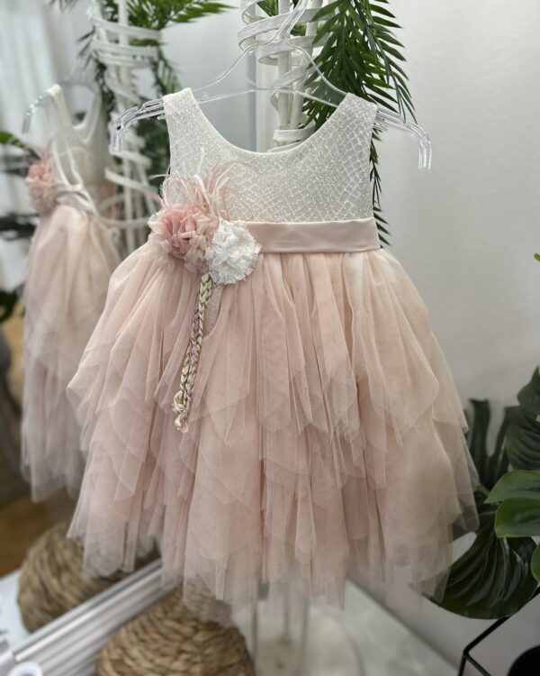 Βαπτιστικό φόρεμα από ροζ τούλι