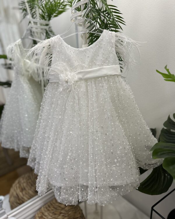 Βαπτιστικό φόρεμα με πέρλες και πούλιες