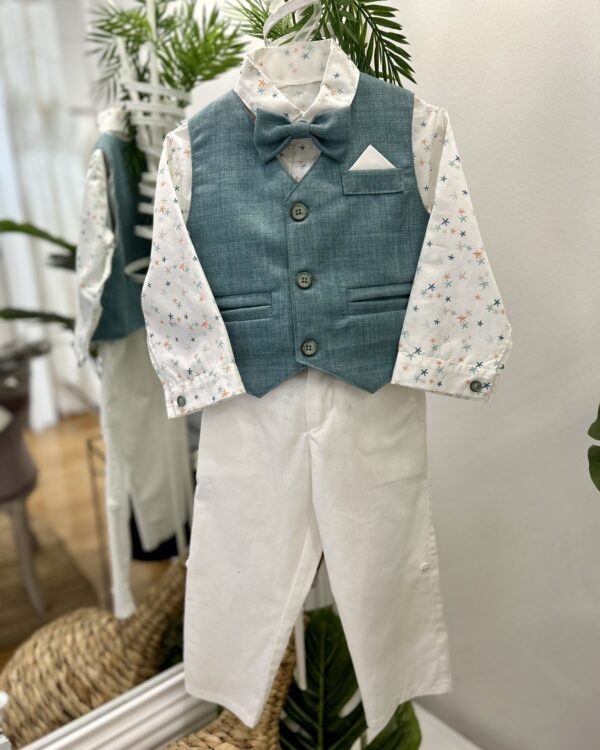 Βαπτιστικό κουστούμι με λευκό παντελόνι