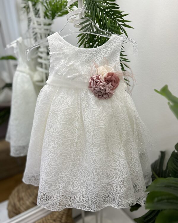 Βαπτιστικό φόρεμα με λουλούδια και φτερά