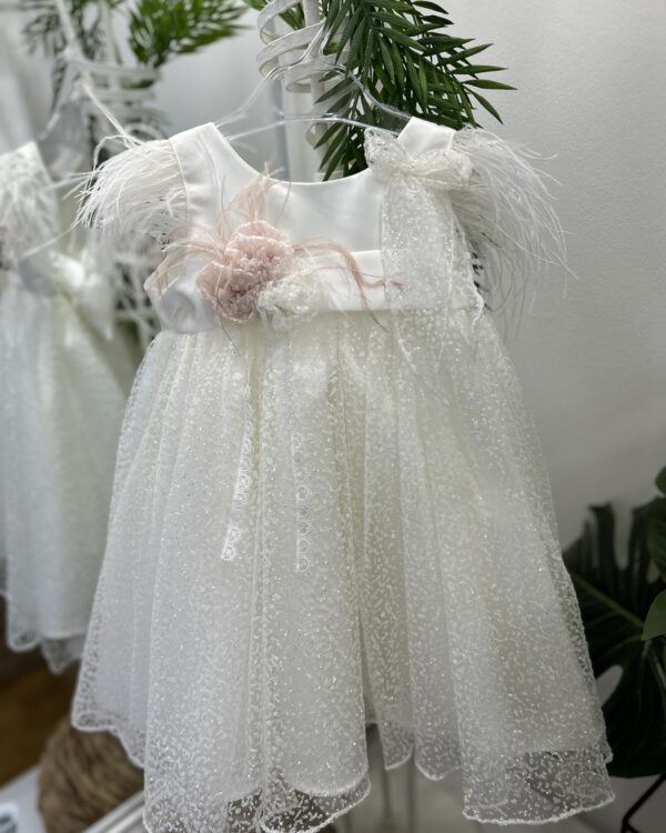 Βαπτιστικό φόρεμα με glitter και φτερά