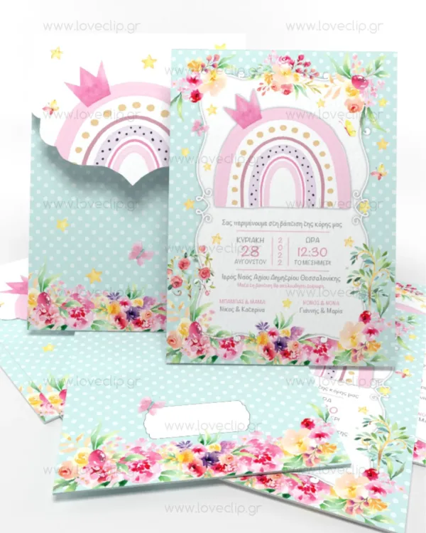 Προσκλητήριο βάπτισης Ουράνιο τόξο