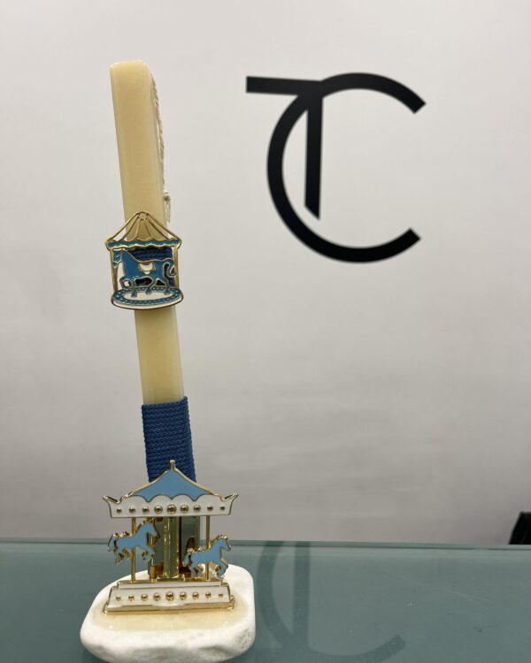 Λαμπάδα αλογάκι με επιχρυσωμένη βάση