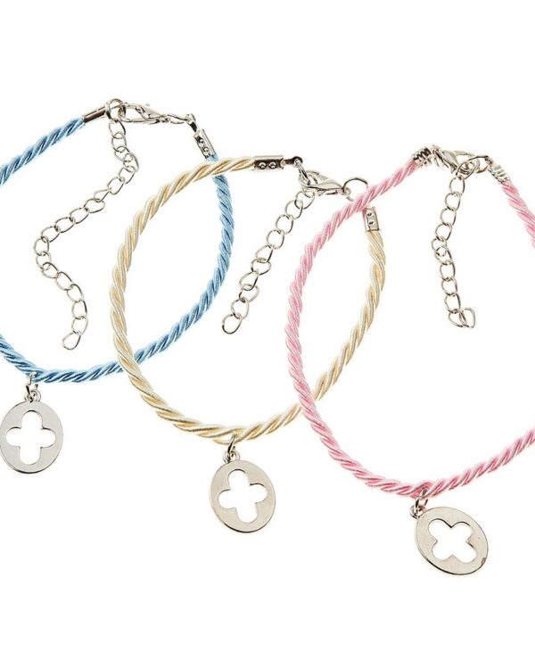 Μαρτυρικά βραχιολάκια για βάπτιση με ασημή σταυρό