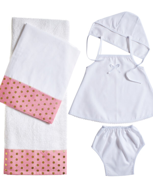 Σετ Λαδόπανα βάπτισης χρυσό πουά