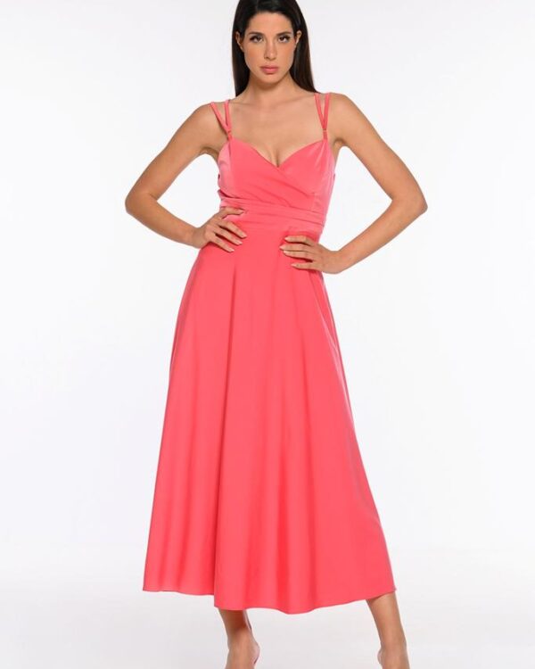 Midi φόρεμα με διπλό τιραντάκι