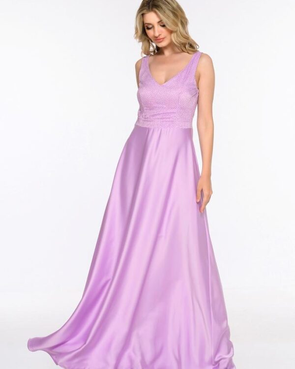 Maxi σατέν φόρεμα με στρας