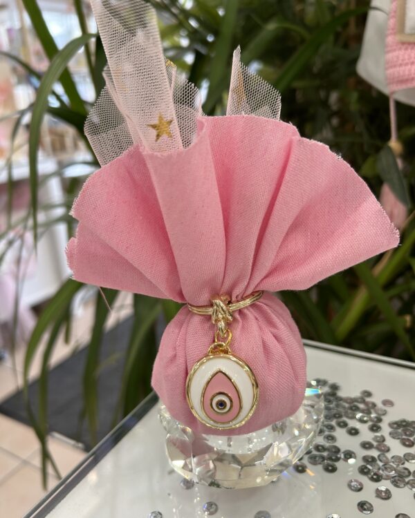 Μπομπονιέρα με επιχρυσωμένο μπρελόκ