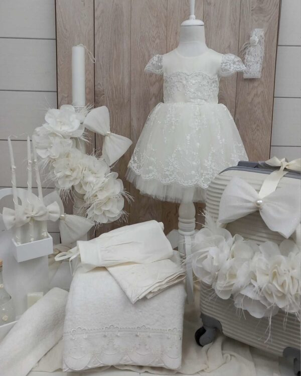 Ολοκληρωμένο πακέτο βάπτισης λουλούδια με φιόγκο