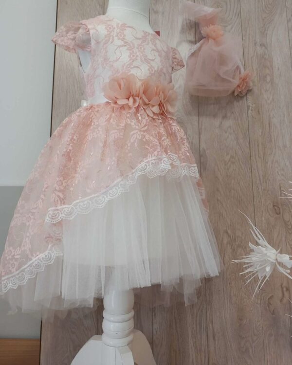 Βαπτιστικό φόρεμα σε σομόν αποχρώσεις