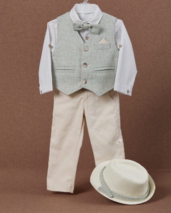 Βαπτιστικό κουστούμι σε μπεζ-γκρι αποχρώσεις
