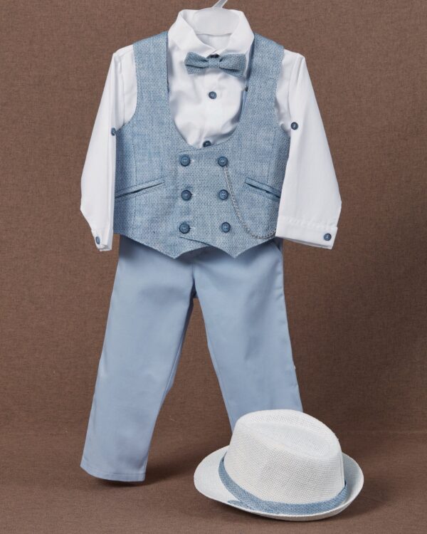 Βαπτιστικό κουστούμι σε σιέλ αποχρώσεις