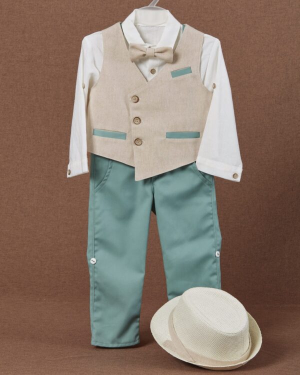 Βαπτιστικό κουστούμι σε μπεζ- βεραμάν αποχρώσεις