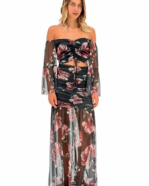 Εκθαμβωτικό σετ από λεπτομέρειες λουλούδια, κορσέ & διαφάνεια