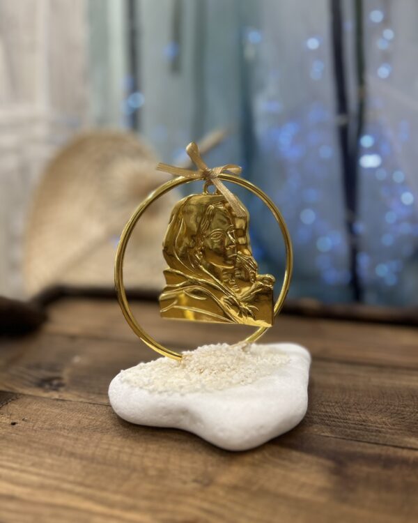 Μπομπονιέρα  Παναγίτσα σε λευκό βότσαλο