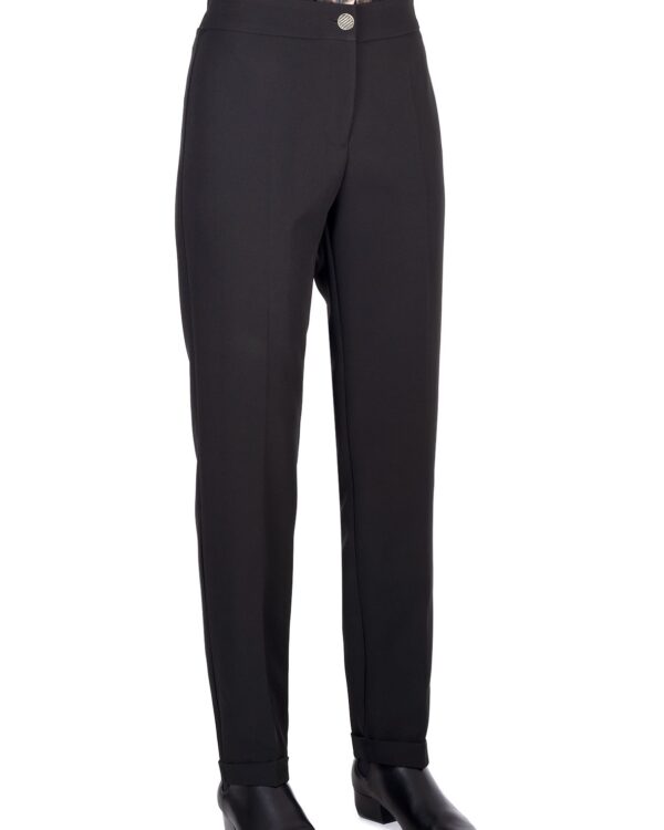Μαύρο γυναικείο παντελονι με ρεβέρ