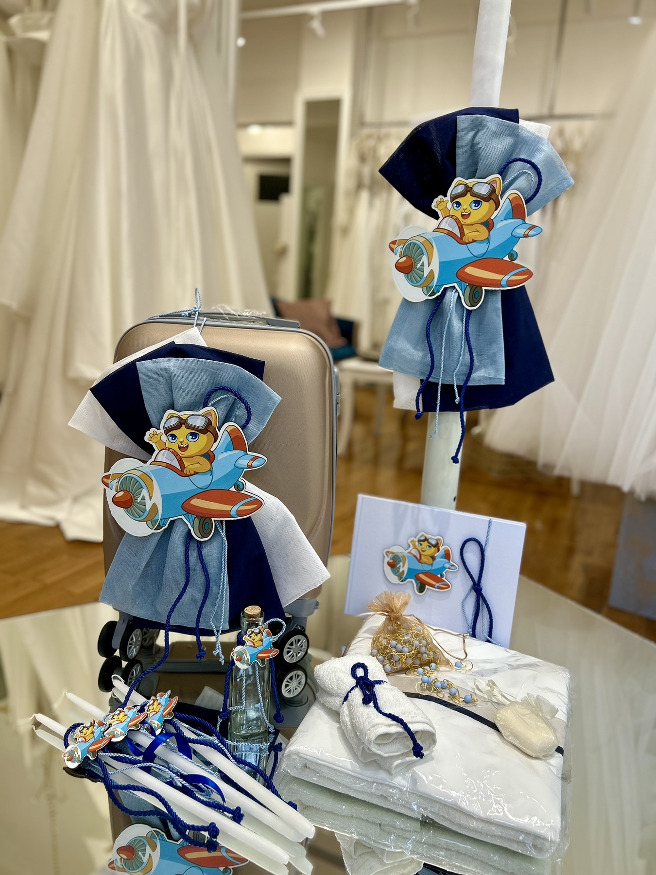 Ολοκληρωμένο πακέτο βάπτισης με θέμα Γατούλα στο Αεροπλάνο