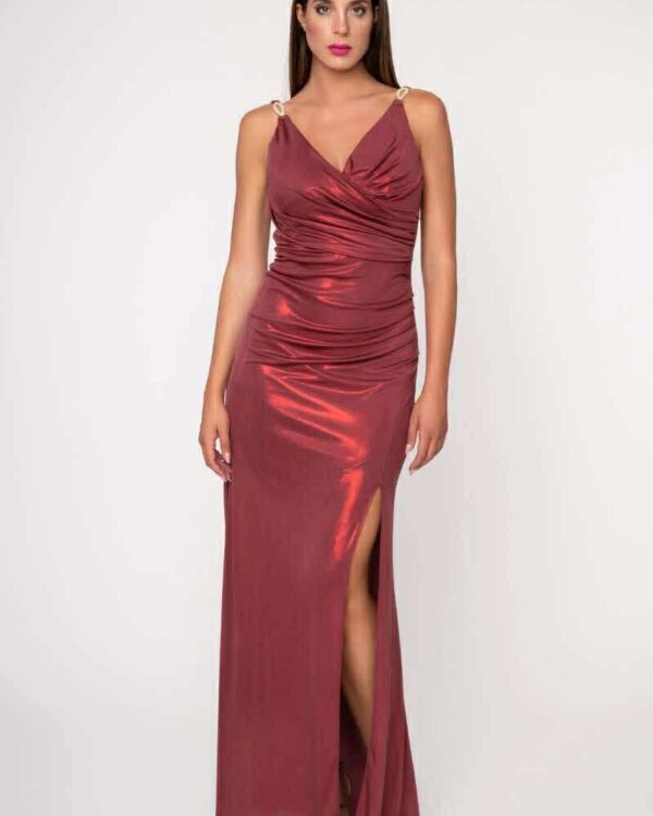 Εντυπωσιακό maxi φόρεμα μεταλιζέ