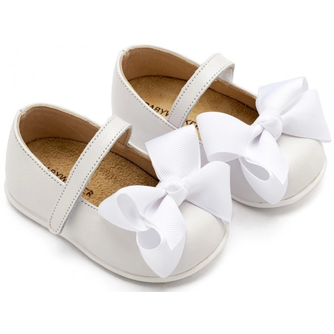 Βαπτιστικά παπούτσια Δερμάτινο γοβάκι με φιόγκο gros-grain