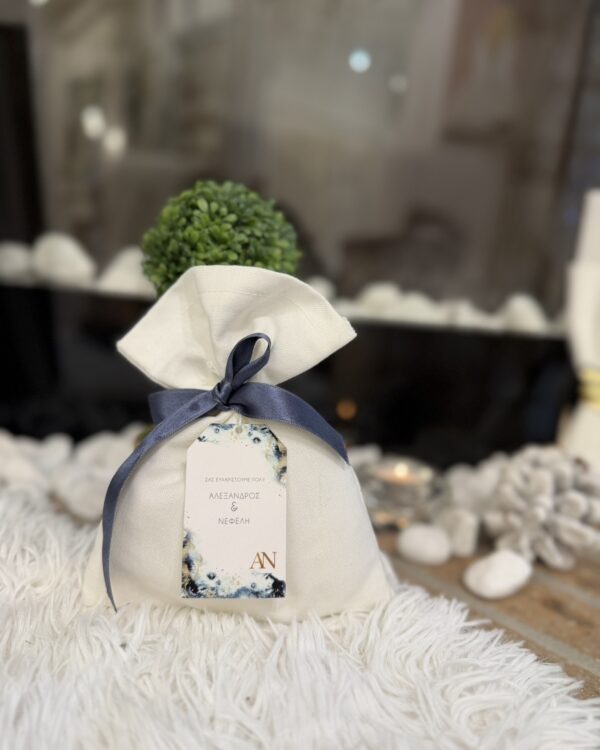 Μπομπονιέρες Βάπτισης - Γάμου Πουγκί με Ευχαριστήριο Καρτελάκι