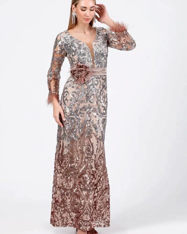 Maxi φόρεμα με παγιέτες και διαφάνειες