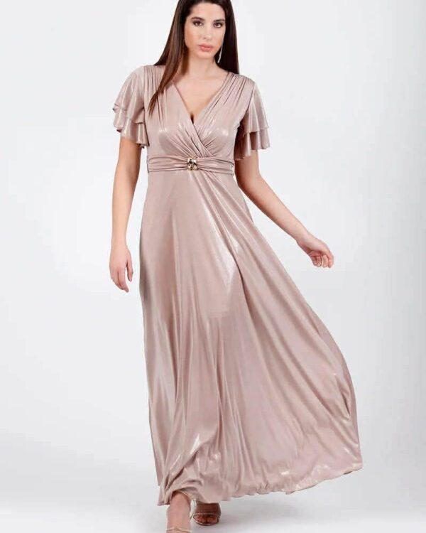 Μακρύ ιριδίζον φόρεμα με V ντεκολτέ
