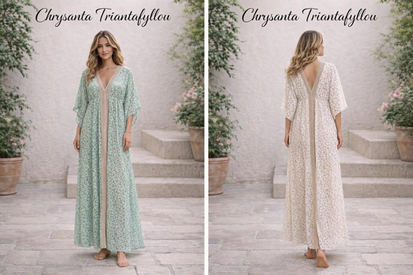 Maxi καφτάνι με δαντέλα & V λαιμόκοψη Elegant-resort style