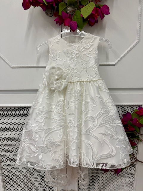 Ρομαντικό φόρεμα βάπτισης με δαντέλα & φιόγκο