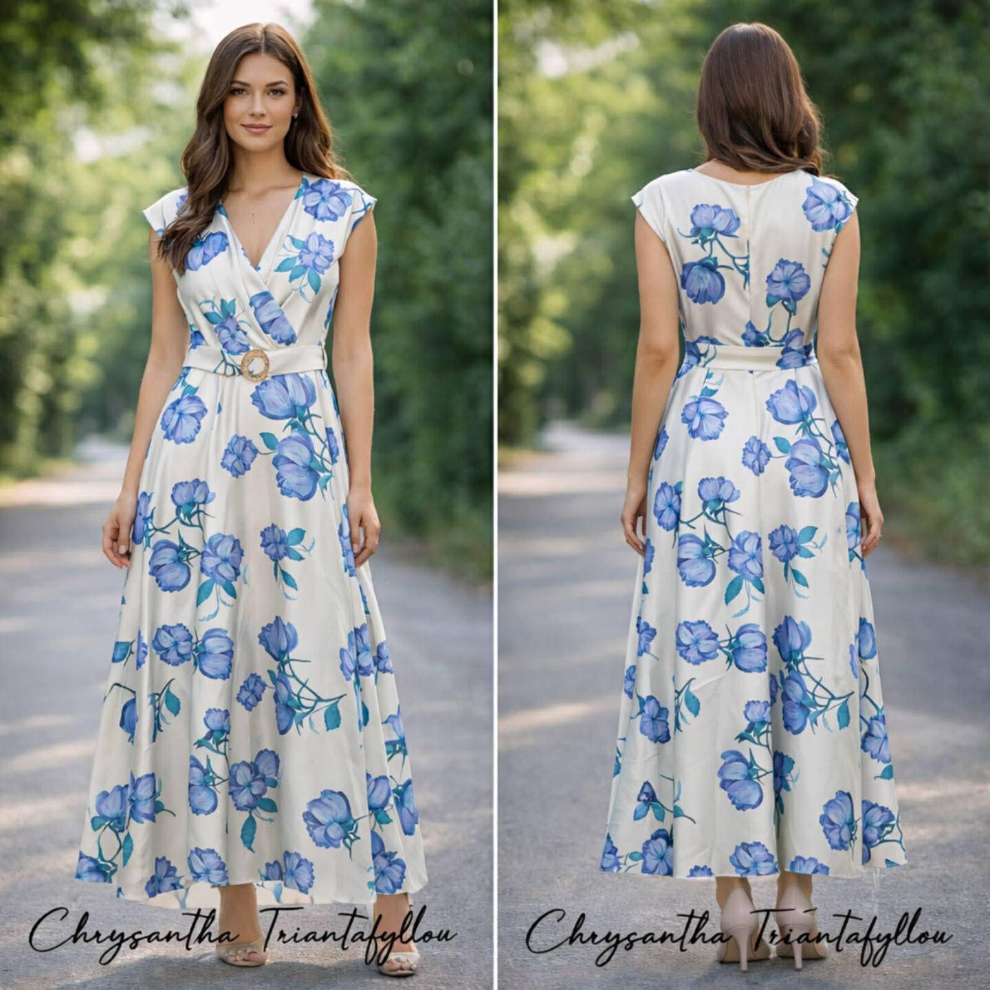 Αέρινο maxi φόρεμα floral με ντεκολτέ V