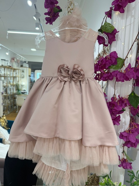 Βαπτιστικό φόρεμα σάπιο μήλο με σατέν & τούλι