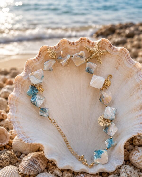 Χειροποίητο βραχιόλι Sea Breeze Treasures με φίλντισι/MISS VANITY