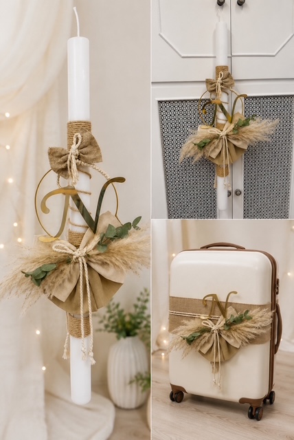Ολοκληρωμένο πακέτο βάπτισης boho/rustic με θέμα το Μονόγραμμα/MISS VANITY