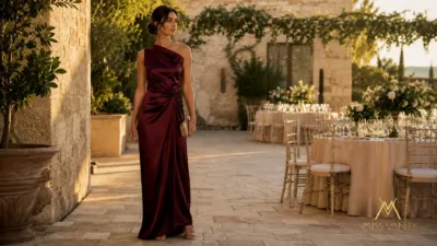Φορέματα για φθινοπωρινό γάμο – καλεσμένη με μπορντό maxi φόρεμα | Miss Vanity