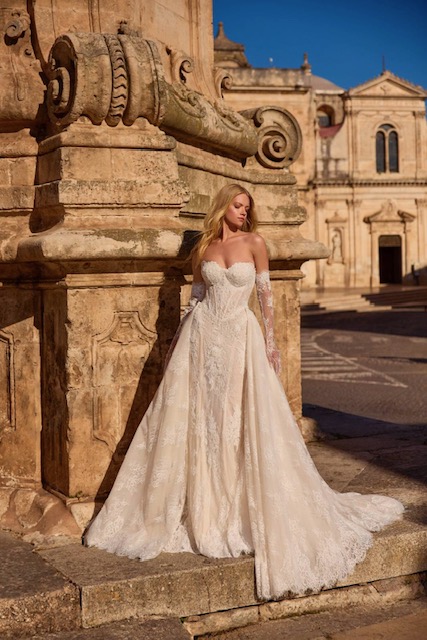 Couture δαντελένιο νυφικό 2-σε-1 σε γραμμή γοργόνας με αποσπώμενη φούστα/MISS VANITY